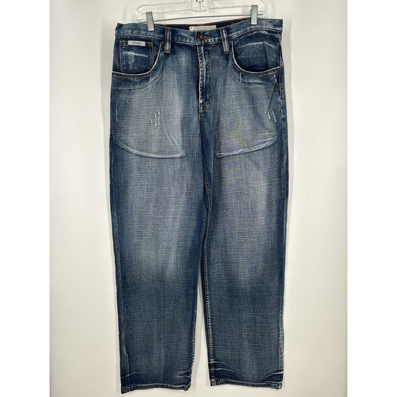 Rocawear Other - Rocawear Baggy Embroidered Faded‎ Jeans Y2K Vintage Skater 00s 2000s Size 36x32